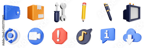Carta da parati 3d user interface icon set bundle illustration