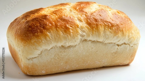 Golden crusted loaf of white bread, a bakery treat perfect for sandwiches
