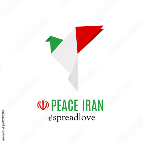 Dove Origami with Iran Flag Pattern 