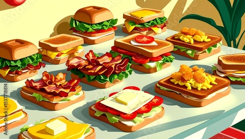 A vibrant and appetizing morning breakfast scene