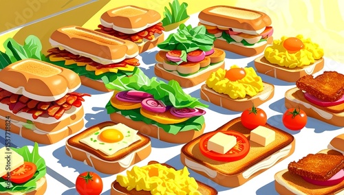 A vibrant and appetizing morning breakfast scene