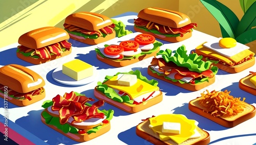 A vibrant and appetizing morning breakfast scene