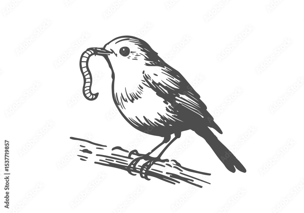Fototapeta premium European Robin hand drawn sketch vector illustration