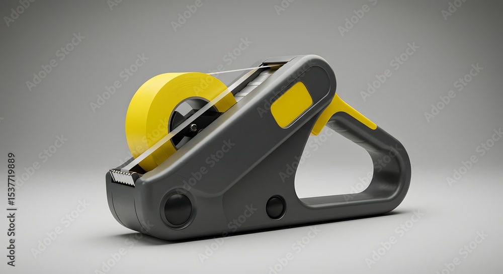 Fototapeta premium Modern Ergonomic Tape Dispenser with Yellow Tape Roll - 3D Render