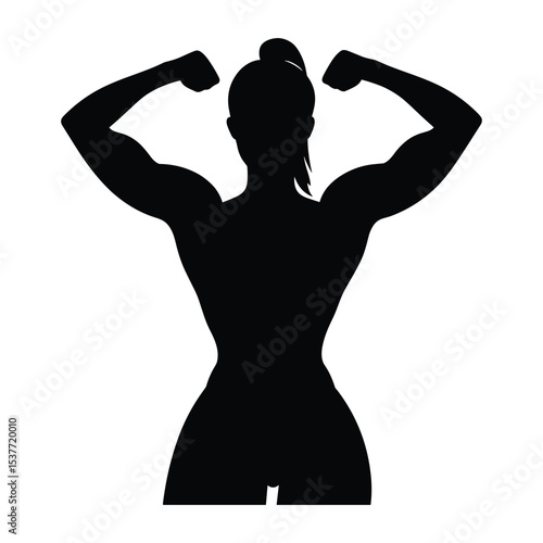 Strong Woman Flexing Muscles Silhouette