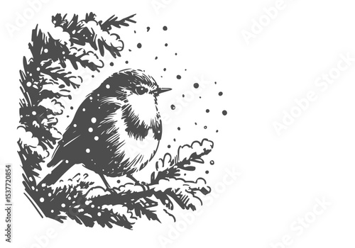  European Robin hand drawn sketch vector illustration