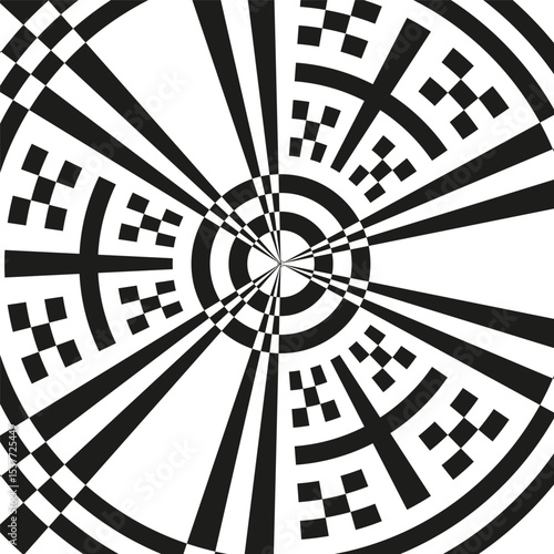 Radial tech circle. Segment circuit pattern. Vector abstract diagram. Futuristic digital symbol.