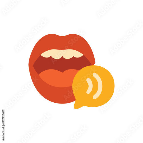 An open mouth icon with a speech bubble indicating communication or speaking.