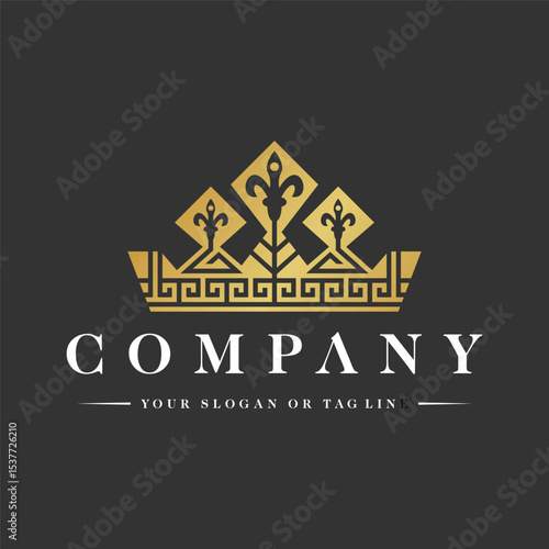 crown greek logo design vector template