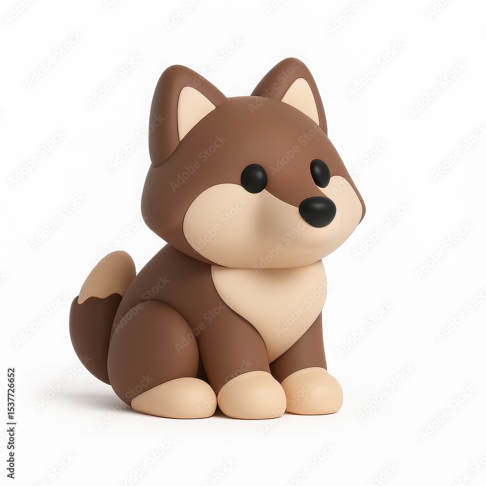 Obraz premium Cute Brown Cartoon Wolf 3D Render