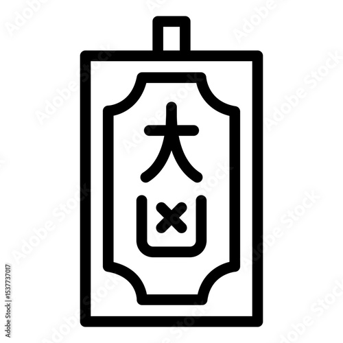 Omikuji outline icon for traditional japanese fortune reading