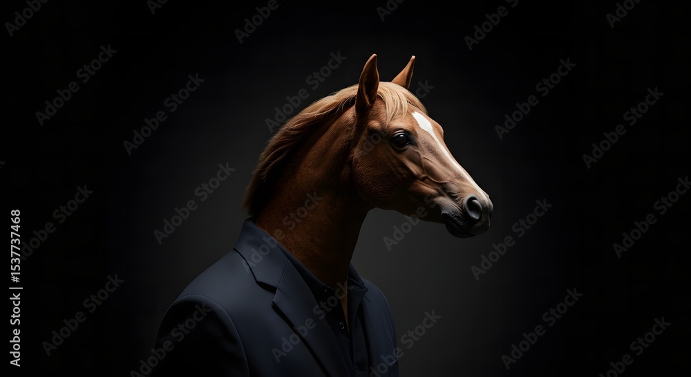 Fototapeta premium Horse Wearing Suit on Dark Background