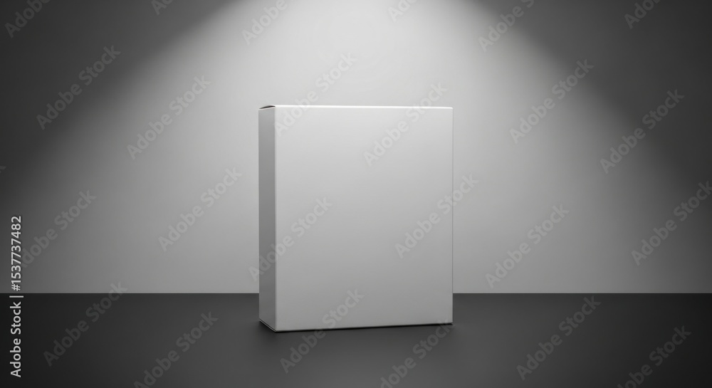 A minimalist studio shot featuring a single white box on a dark surface under soft diffused lighting A minimalist studio shot featuring a single white box on a dark surface under soft diffused lighting