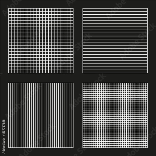 Square mesh lines. Thin grid pattern. Dark contrast background. Vector linear form.