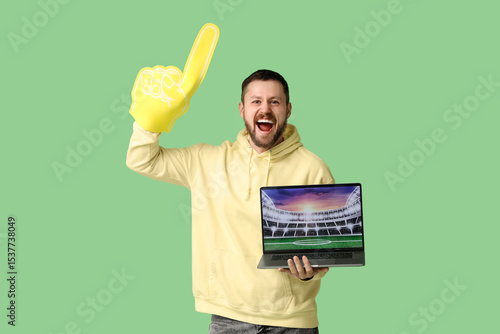 Happy young man with foam f...