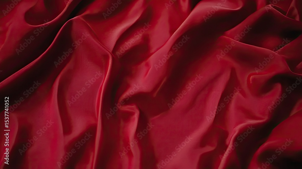 Obraz premium Deep crimson fabric with folds and drapes.