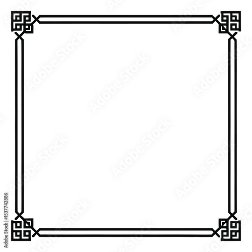 Elegant Square Border: A detailed geometric square border with a sophisticated and minimalist style, providing a touch of refinement and structure for design layouts, invitations.