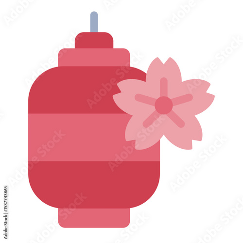 festival lantern flat icon with sakura for obon celebration