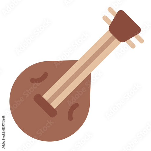 biwa instrument flat icon used in traditional japanese music