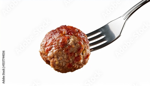 meatball on a fork isolated on transparent background generative ai