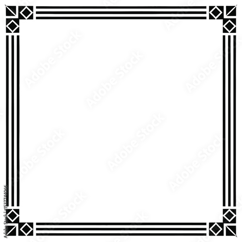 Classic Vector Border: A timeless vector border with geometric line design in black and white, evoking a sense of elegance and refinement.