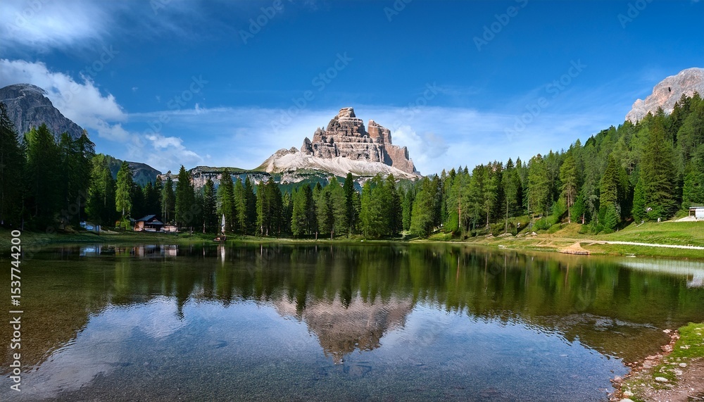 Naklejka premium lago antorno and dolomites landscape