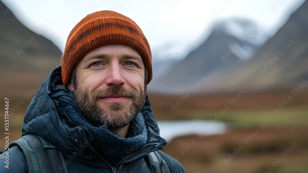 A man in the Scottish highlands A man in the Scottish highlands