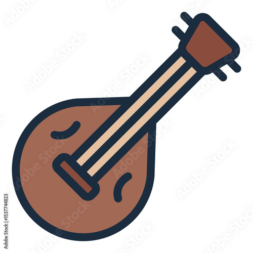 biwa instrument filled line icon used in traditional japanese music