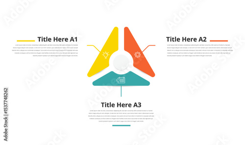 Annual Business Growth Roadmap with 3 option. Infographic with triangle puzzle creative colorful color.