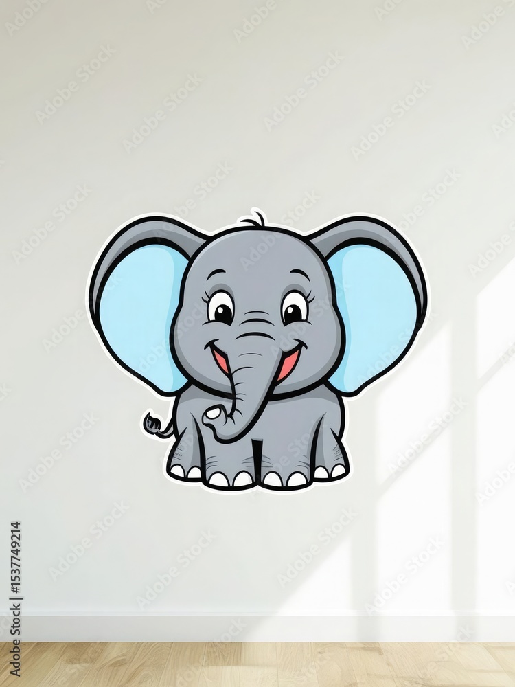 Fototapeta premium cartoon elephant with blank sign
