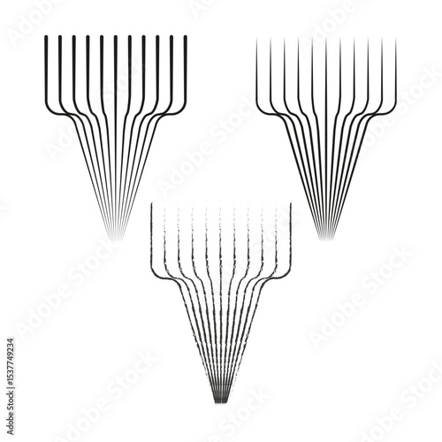Kitchen fork graphic. Simple utensil icon. Elegant dinnerware object. Vector cutlery illustration.
