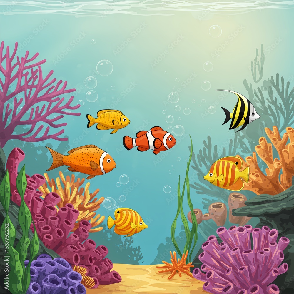 Fototapeta premium tropical fish and coral reef