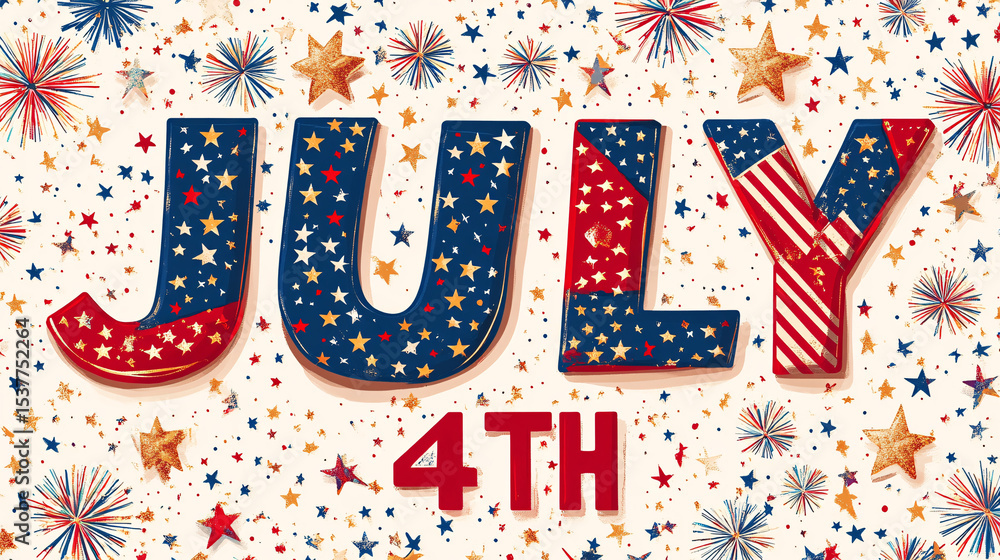 Obraz premium Festive July th Celebration Stars Fireworks Patriotism
