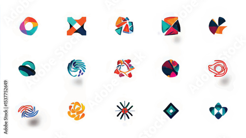 Vibrant Abstract Design Collection: Colorful Logos & Modern Icons with Geometric Shapes for Innovative Branding and Visual Identity