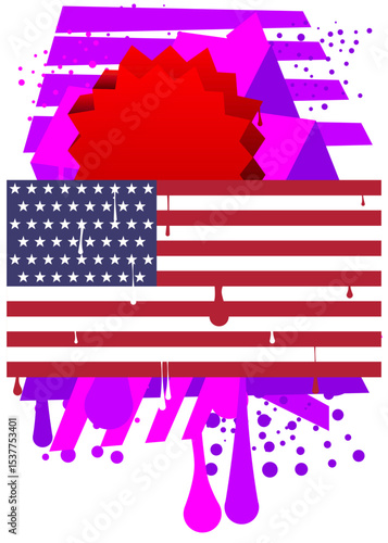 American Flag Graffiti tag. Abstract modern street art decoration performed in urban painting style.