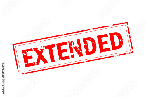 EXTENDED - EXTENDED text written on Red Rubber Stamp 
