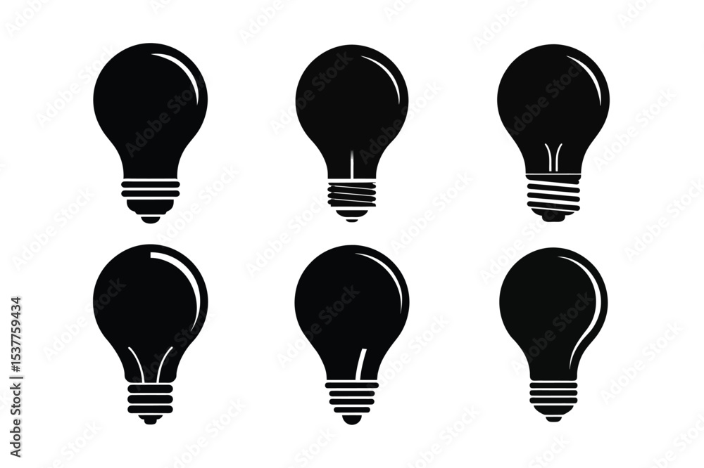 Graphic silhouette of a lightbulb vector white background Graphic silhouette of a lightbulb vector white background