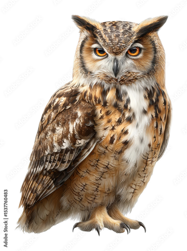 Naklejka premium Majestic owl perched in forest wildlife natural habitat animal behavior cut out png