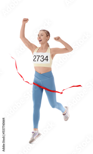 Young woman with ribbon win...