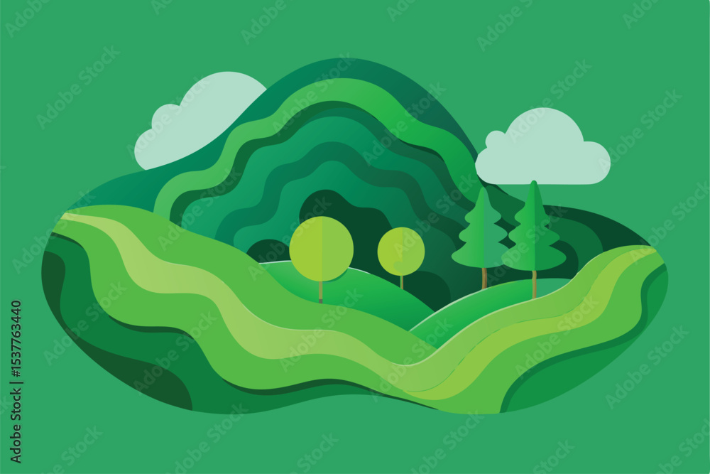 Obraz premium landscape with trees and clouds
