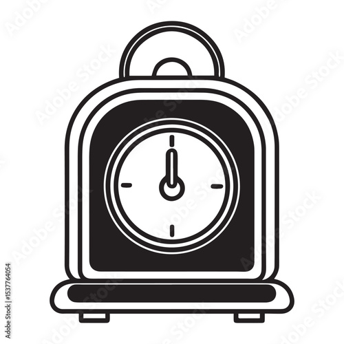 retro alarm clock con silhouette vector illustration