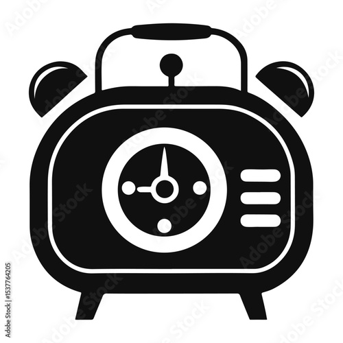 retro alarm clock con silhouette vector illustration