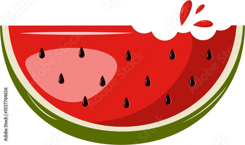 Watermelon Vector Illustration, Bitten Watermelon illustration