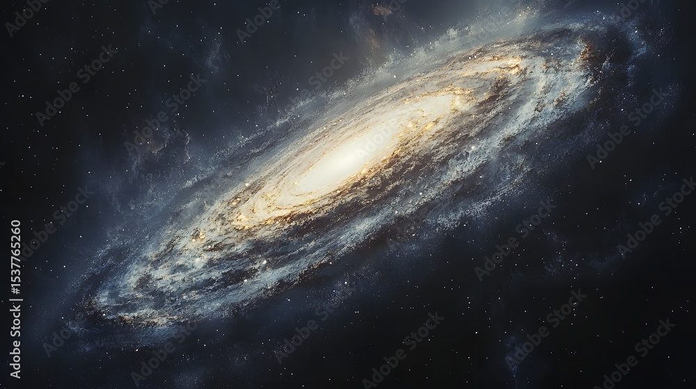 Fototapeta premium Majestic Spiral Galaxy Shines in the Cosmic Vastness