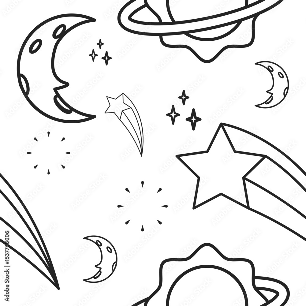 Obraz premium Solar System Seamless Pattern