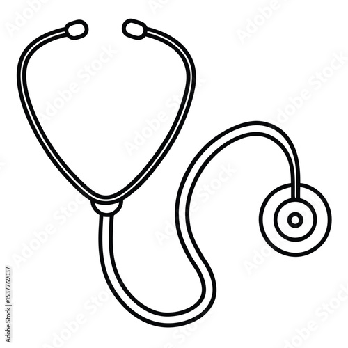 Simple outlined stethoscope healthcare diagnostic tool for medical examinations and patient checkups.
