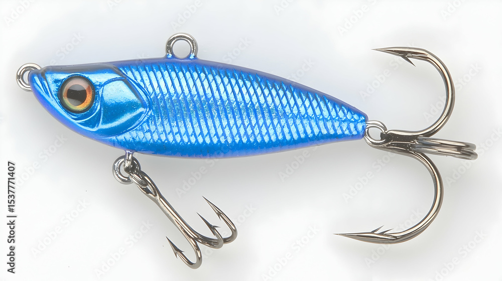 Blue fishing lure on white background Blue fishing lure on white background