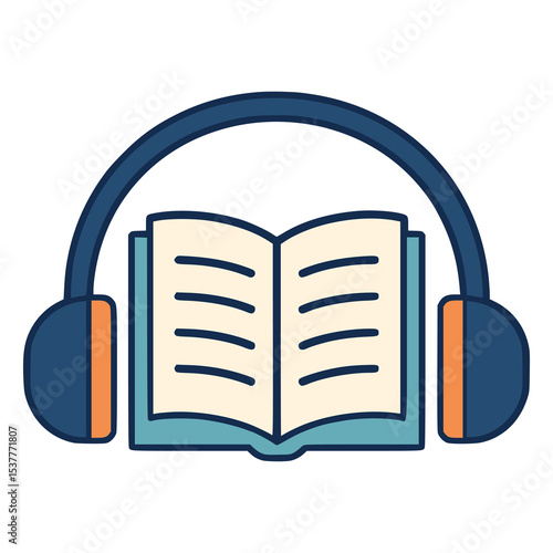 audio book online reading flat color vector illustration template design