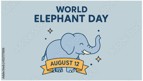 world elephant day information poster banner flat color vector illustration template design