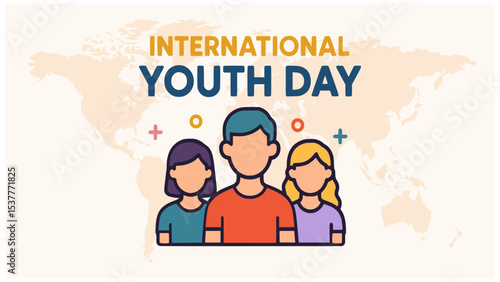 international youth day sibling friend poster banner flat color vector illustration template design